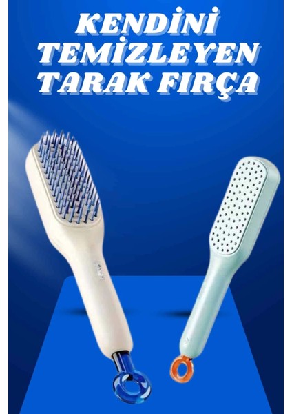 Kendi Kendini Temizleyen Otomatik Tuşlu Saç Tarağı Dolaşık Açıcı Masaj Fırçası Silikon Fırça