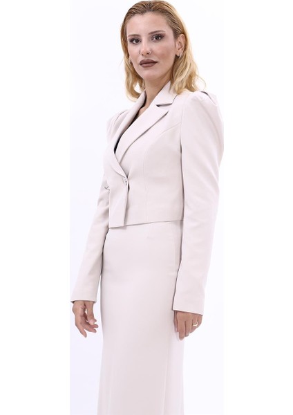 Erkek Yaka Drape Kollu Kısa Ceket-Bej modelleri