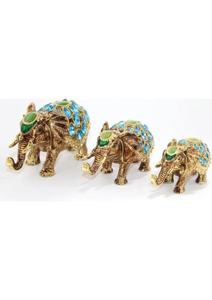 Swarovski Taşlı 3'lü Fil Figürü Model 2