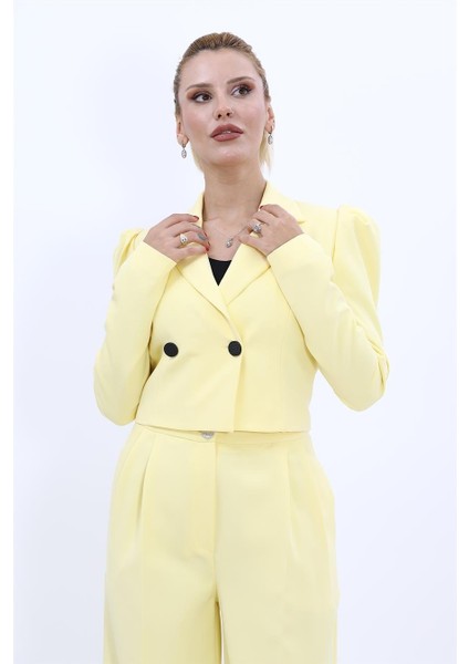 Erkek Yaka Drape Kollu Kısa Ceket-Sarı indirimleri