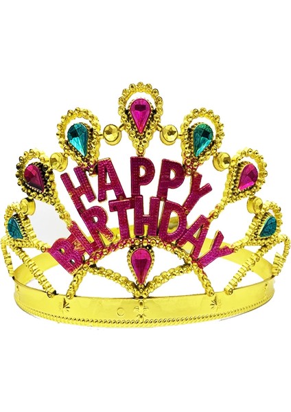 Altın Renk Happy Birthday Yazılı Doğum Günü Tacı 60 cm fiyatları
