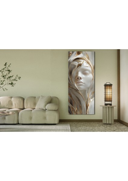 Panoramik Altın Dokulu Kadın Yüzü Soyut Sanat Kanvas Tablo – Dikey Modern 3D Etkili Duvar Dekoru modelleri