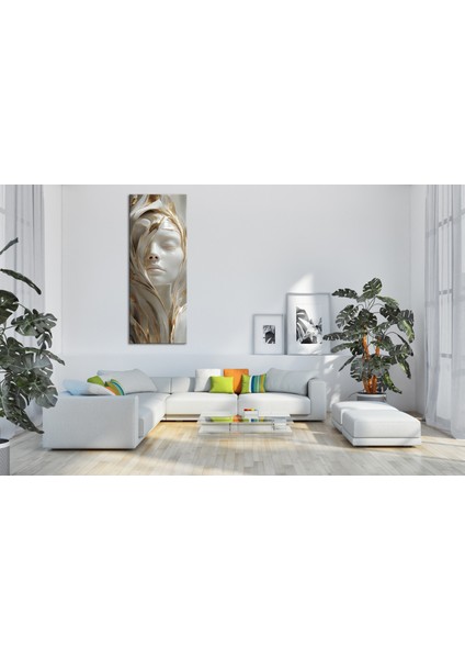Panoramik Altın Dokulu Kadın Yüzü Soyut Sanat Kanvas Tablo – Dikey Modern 3D Etkili Duvar Dekoru fırsatları