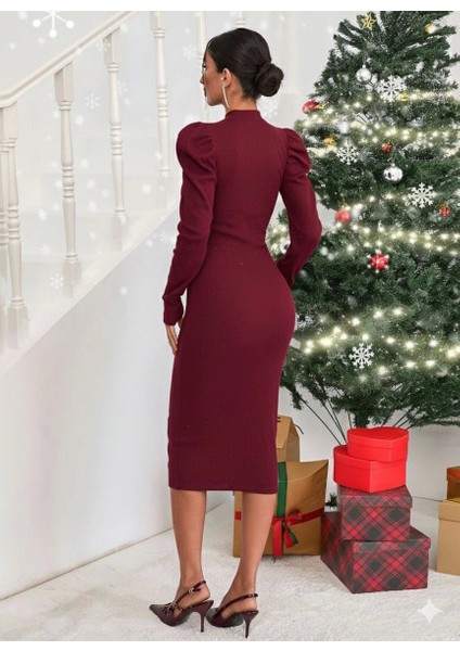 Prenses Kol Kaşkorse Elbise Bordo fırsatları