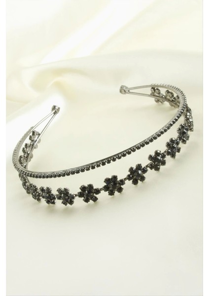 Çiçek Lüks Taşlı Gelin Tacı