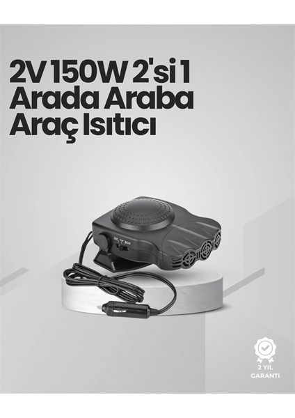 Taşınabilir Araç Isıtıcı ve Fan | 3'ü 1 Arada Fonksiyon, Hava Temizleme, Yaz-Kış Kullanım