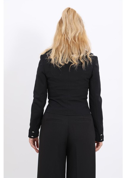 Gömlek Yaka Kuruvaze Kısa Ceket-Siyah fırsatları