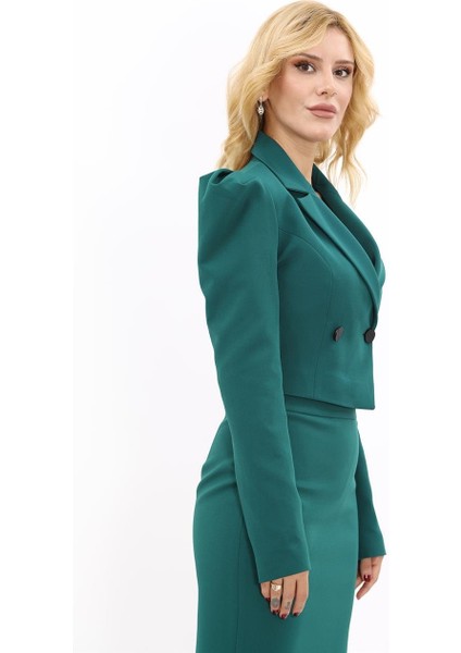 Erkek Yaka Drape Kollu Kısa Ceket-Zümrüt indirimleri