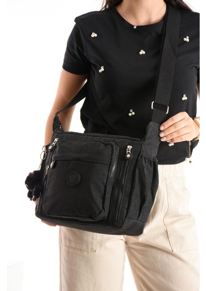 Çapraz Askılı Ultra Hafif Çok Cepli Omuz Çantası Klinkıl Kumaş