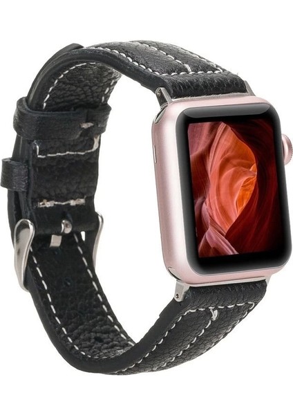 Apple Watch Uyumlu Deri Kordon 42-44-45MM Nm3-As1 Siyah