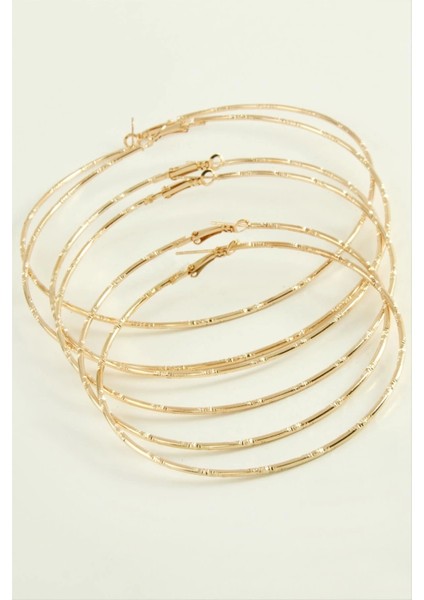 Noktalı Metal Halka Küpe 6 Adet