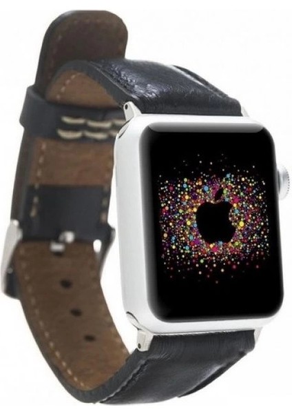 Apple Watch Uyumlu Deri Kordon 42-44-45MM Rst1 Siyah