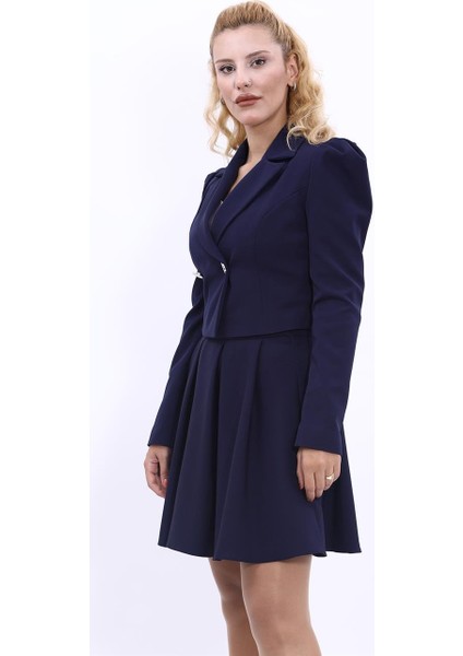 Erkek Yaka Drape Kollu Kısa Ceket-Lacivert fiyatları