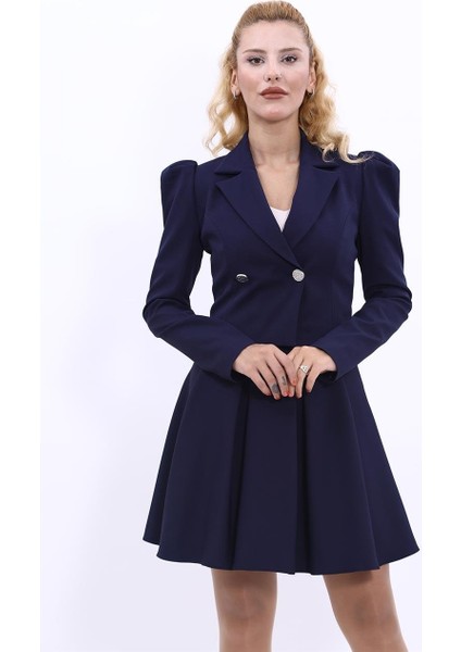 Erkek Yaka Drape Kollu Kısa Ceket-Lacivert indirimleri