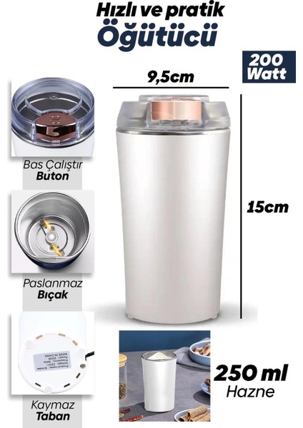 Kahve ve Baharat Öğütücü Paslanmaz Çelik Elektrikli Öğütücü fırsatları