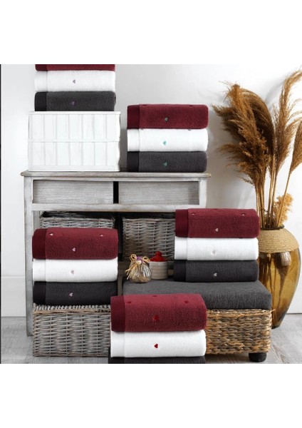 Hobby Lubow Love Fuşya Pudra Nakışlı 50X90 6'lı Havlu Seti fiyatları