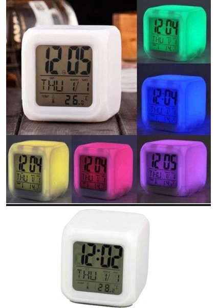 Renk Değiştiren Alarmlı Dijital Küp Saat