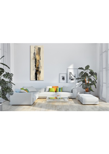 Panoramik Altın ve Siyah Soyut Doku Kanvas Tablo – Modern Lüks Tarz Dikey Duvar Dekoru modelleri