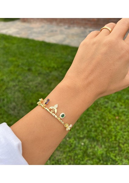 Anka Kuşu ve Taş Charmlı Kelepçe Bileklik