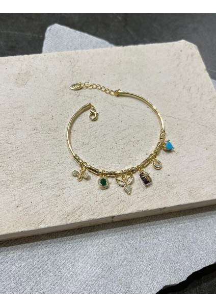 Anka Kuşu ve Taş Charmlı Kelepçe Bileklik fiyatları