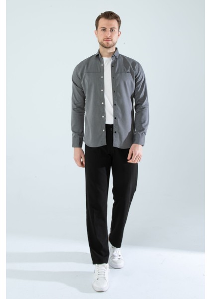 Erkek Gömlek Slim Fit Cepsiz Kot Gömlek fırsatları