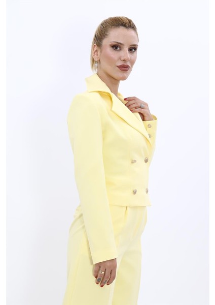 Gömlek Yaka Kuruvaze Kısa Ceket-Sarı modelleri