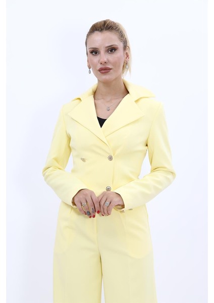 Gömlek Yaka Kuruvaze Kısa Ceket-Sarı fırsatları