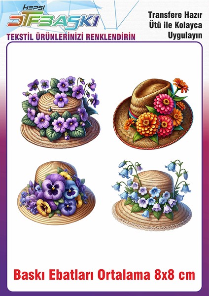 Hasır Şapka Ütü ile Yapışan Kumaş Tekstil Kıyafet Dtf Baskı