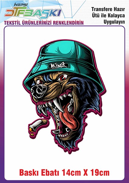 Vahşi Köpek Ütü ile Yapışan Kumaş Tekstil Kıyafet Dtf Baskı