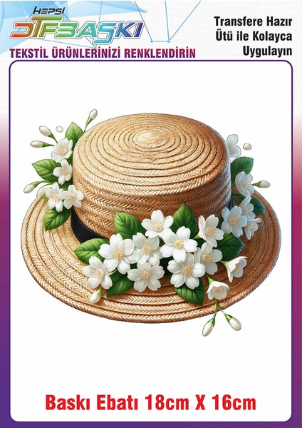 Hasır Şapka Ütü ile Yapışan Kumaş Tekstil Kıyafet Dtf Baskı