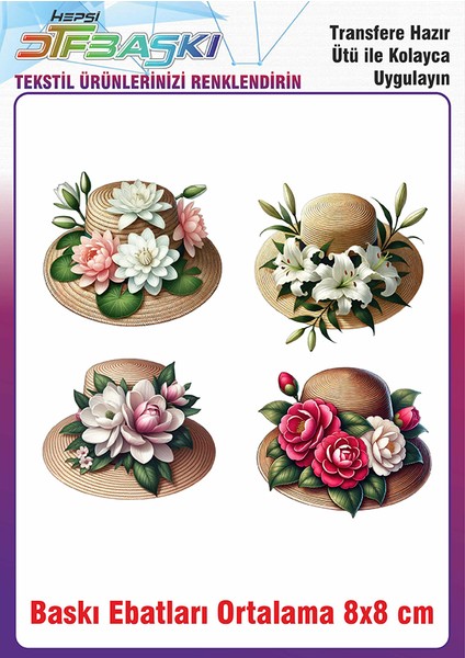 Hasır Şapka Ütü ile Yapışan Kumaş Tekstil Kıyafet Dtf Baskı