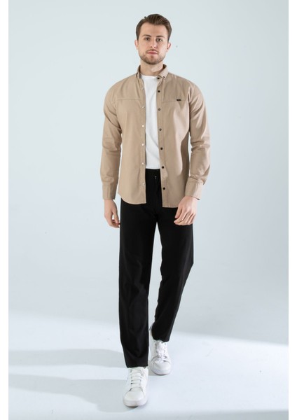 Erkek Gömlek Slim Fit Cepsiz Kot Gömlek fırsatları