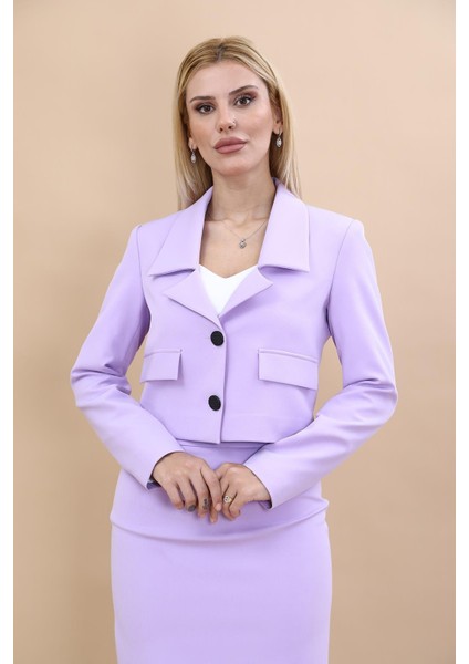 Gömlek Yaka Kısa Ceket-Menekşe indirimleri