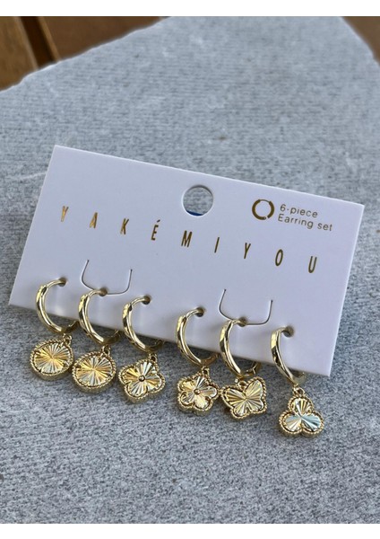 Yonca Desenli Altılı Küpe