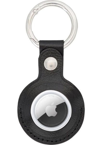 Apple Airtag Uyumlu Deri Anahtarlık, Rst1 Siyah