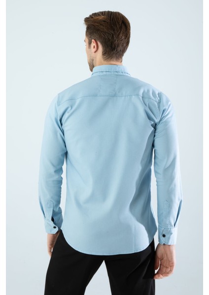 Erkek Gömlek Slim Fit Cepsiz Kot Gömlek