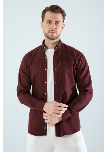 Erkek Gömlek Slim Fit Cepsiz Kot Gömlek