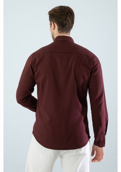 Erkek Gömlek Slim Fit Cepsiz Kot Gömlek