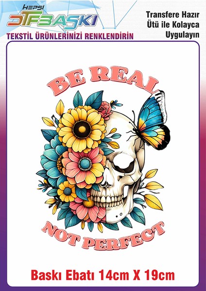 Kelebek Çiçek Kurukafa Ütü ile Yapışan Kumaş Tekstil Kıyafet Dtf Baskı