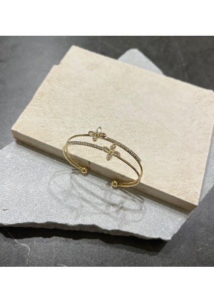 Altın Renkli Taşlı Yaprak Kelepçe fiyatları