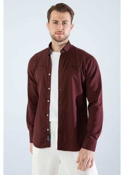 Erkek Gömlek Slim Fit Cepsiz Kot Gömlek