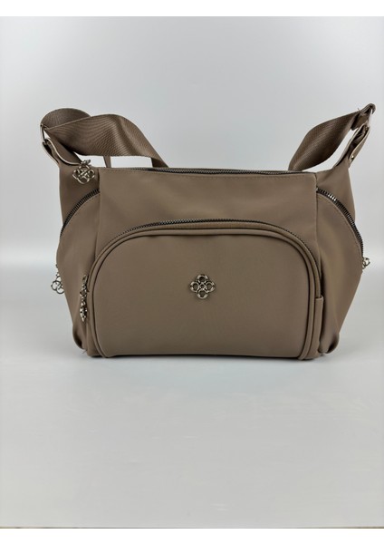 Kadın Suni Deri Bej Çok Gözlü Günlük Midi Boy Omuz Çantası indirimleri