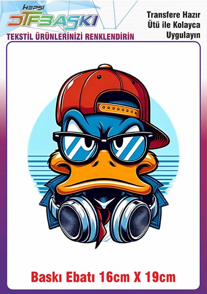 Şapkalı Ördek Ütü ile Yapışan Kumaş Tekstil Kıyafet Dtf Baskı