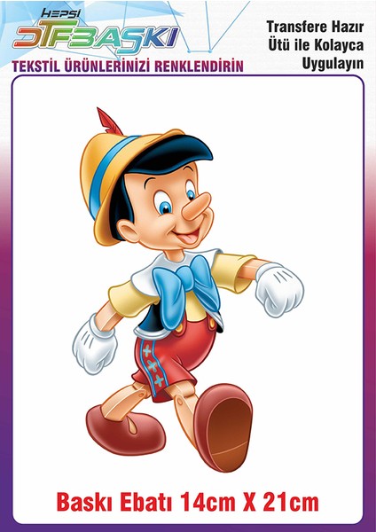 Pinokyo Ütü ile Yapışan Kumaş Tekstil Kıyafet Dtf Baskı