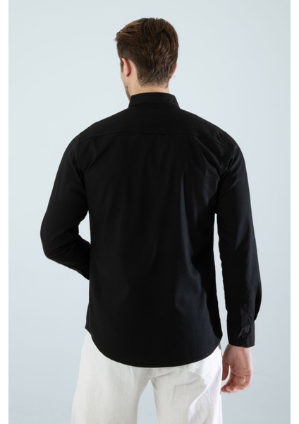 Erkek Gömlek Slim Fit Cepsiz Kot Gömlek
