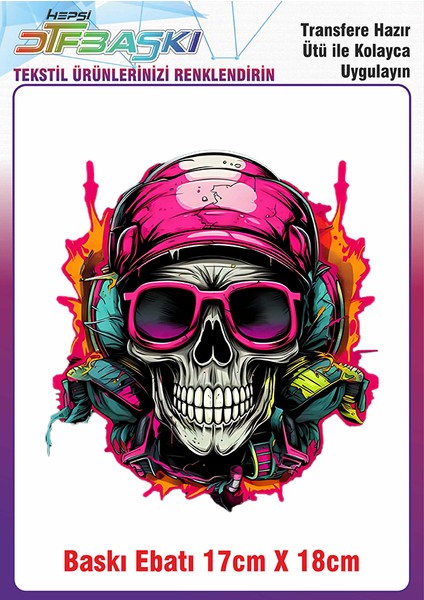 Müzik Dinleyen Kurukafa Ütü ile Yapışan Kumaş Tekstil Kıyafet Dtf Baskı