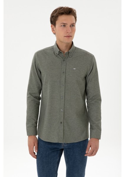 Erkek Haki Gömlek Desenli 50315613-VR027