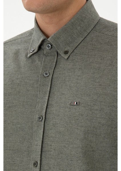 Erkek Haki Gömlek Desenli 50315613-VR027