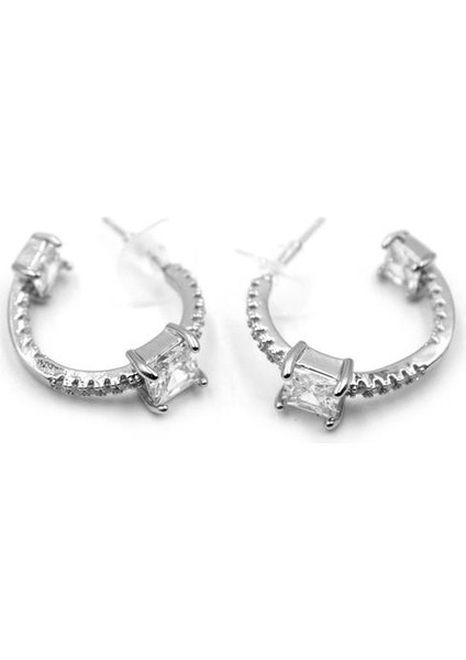 Taşlı Halka Küpe - Gümüş fiyatları