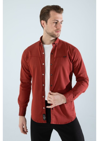 Erkek Gömlek Slim Fit Cepsiz Kot Gömlek fırsatları